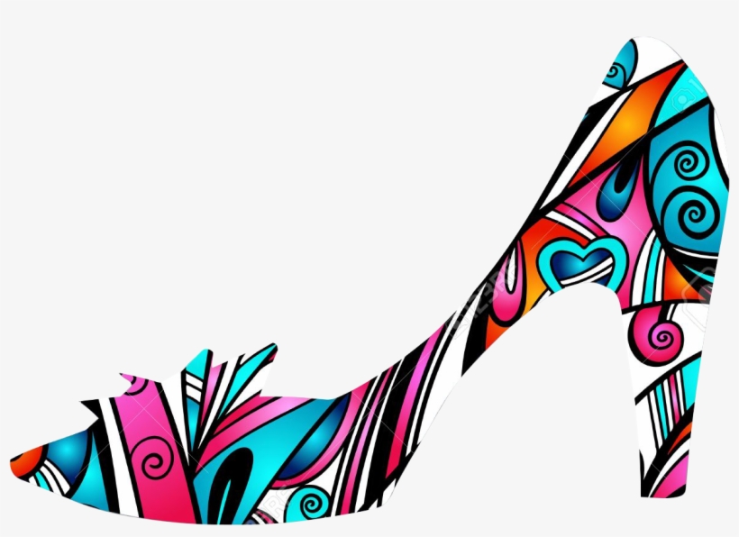 This Graphics Is Colorful Ethnic Pattern High Heels - Clip Art, transparent png download