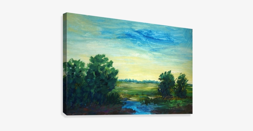 Green Trees Landscape Canvas Print - Painting, transparent png download
