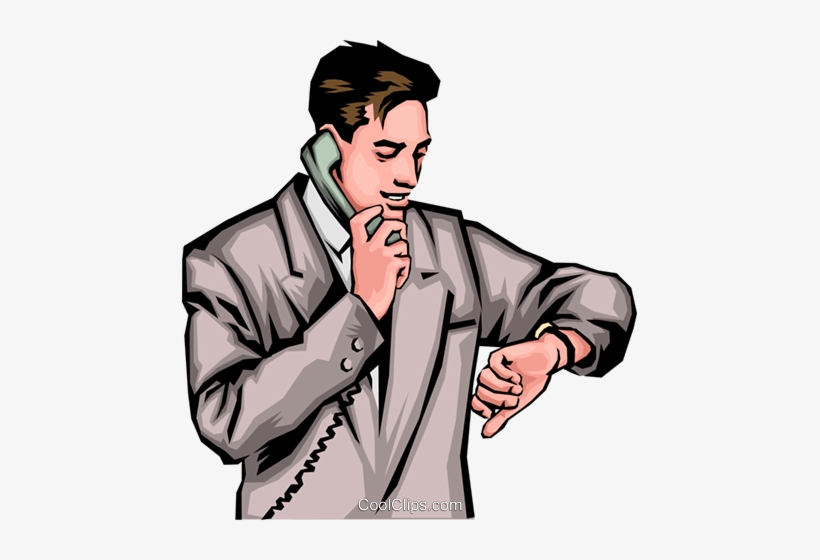 Man With Phone & Watch Royalty Free Vector Clip Art - Man Talking On The Phone, transparent png download