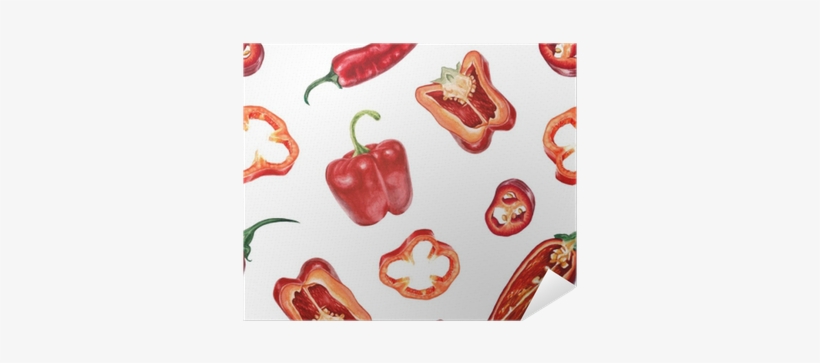 Watercolor Chili And Red Pepper Pattern Poster • Pixers® - Chili Watercolor, transparent png download