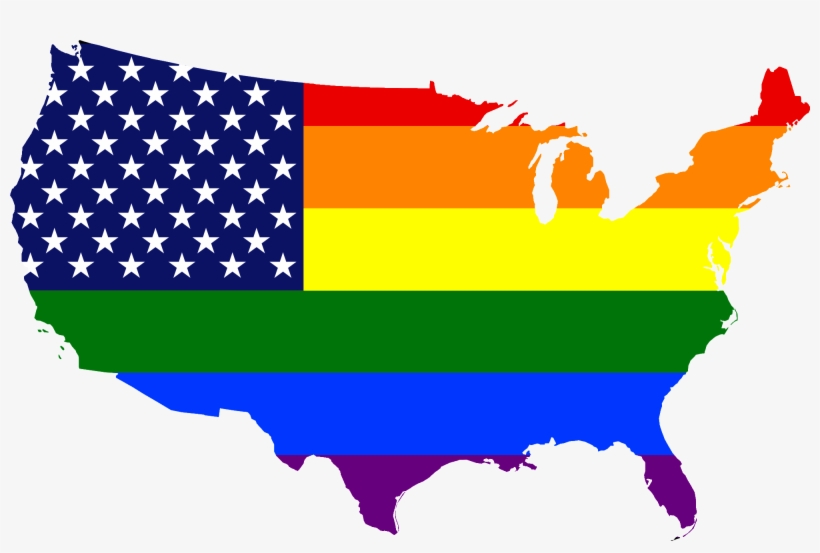 Flag Map Of United States - United States Gay, transparent png download
