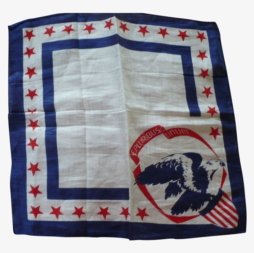Patriotic Red, White And Blue Never Used Vintage Handkerchief, transparent png download