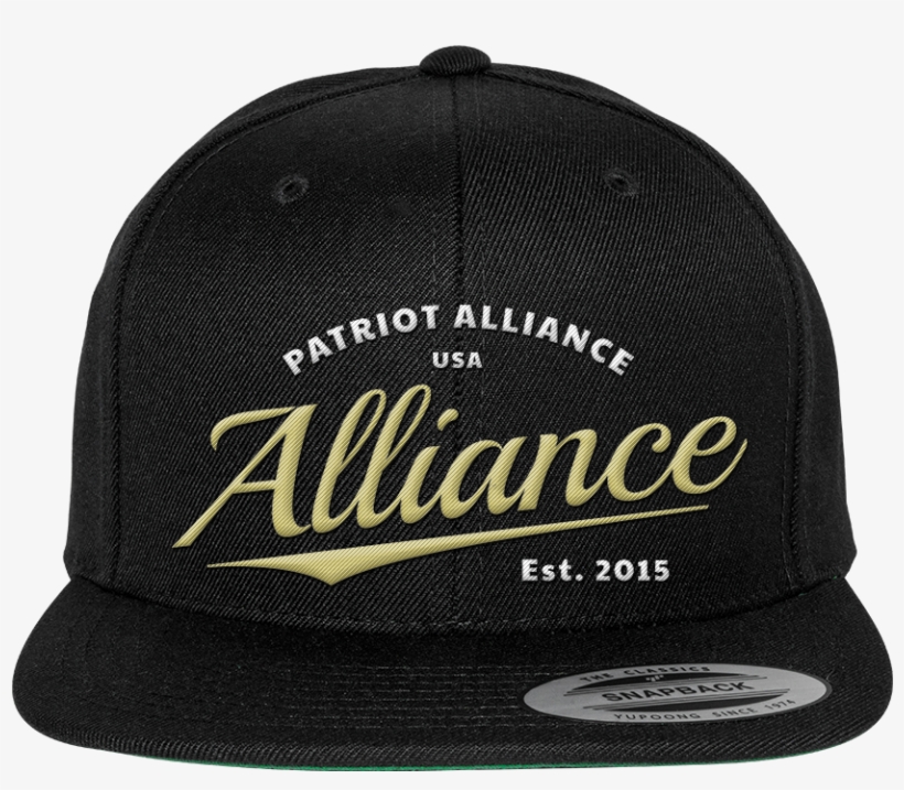 Alliance Script Flat Bill Snapback Hat, Black, transparent png download