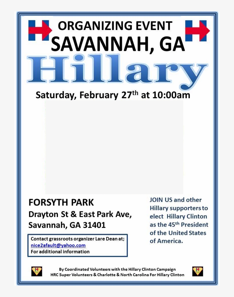 Savannah For Hillary Organizing Event At Forsyth Park, transparent png download
