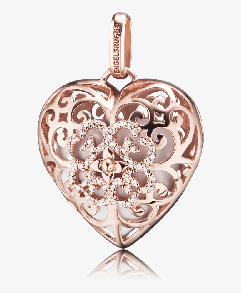 Engelsrufer Zirconia Heart Rosé Plated Rose Gold Pendant,, transparent png download