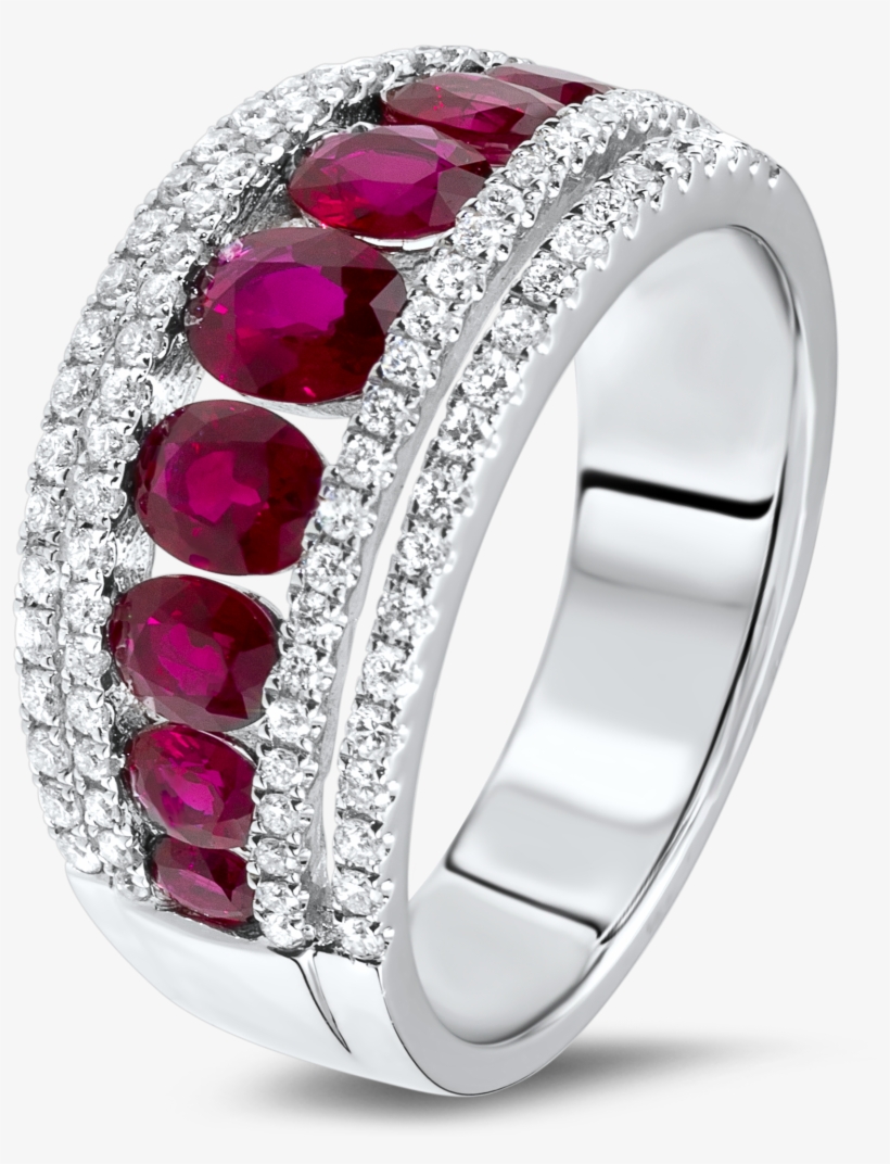 Diamond Ring With Beautiful Rubies, transparent png download