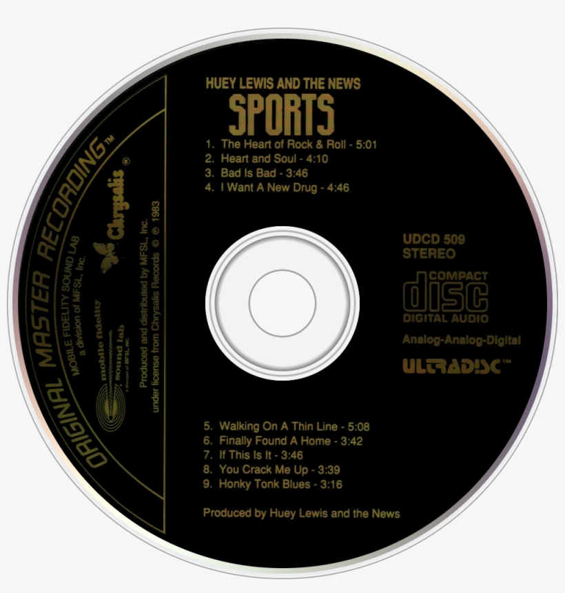 Huey Lewis & The News Sports Cd Disc Image, transparent png download