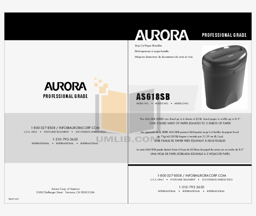 Pdf For Aurora Other As618sb Shredders Manual, transparent png download
