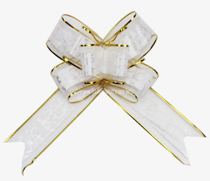 Laço Fácil Decorado Coração C/ Borda Dourada Branco, transparent png download