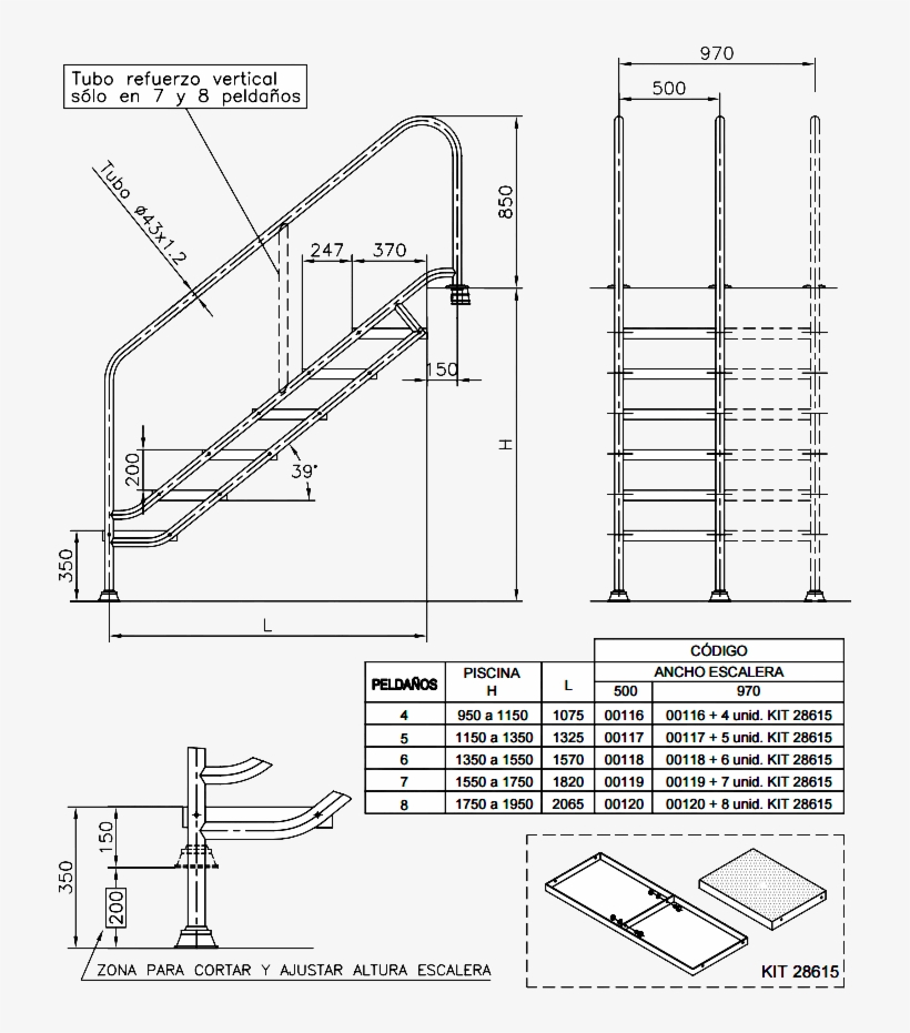 Dimensiones Escalera Clásica, transparent png download