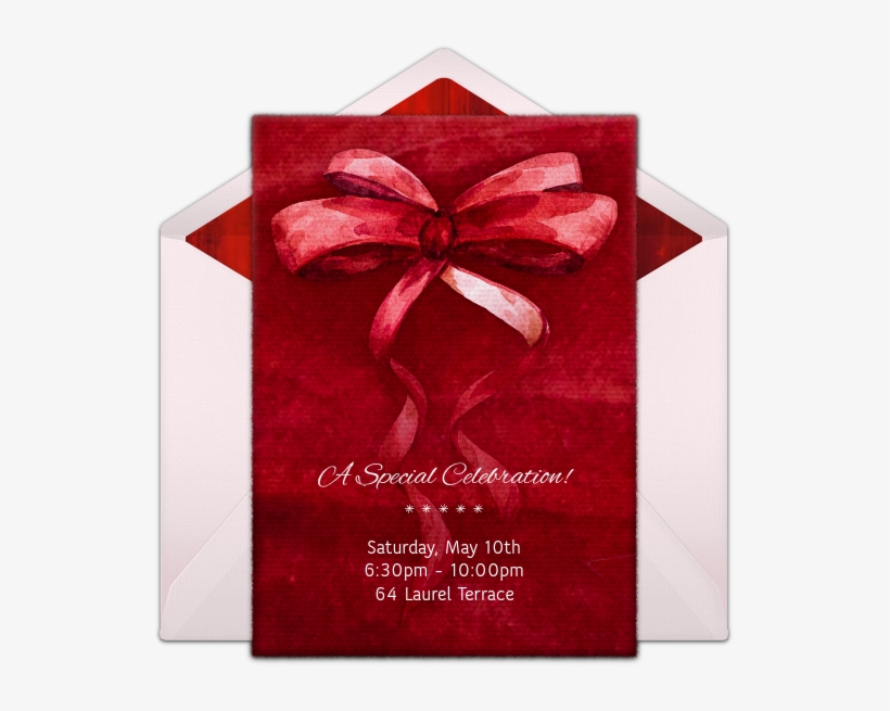 Customizable Watercolor Ribbon Online Invitations - Box, transparent png download