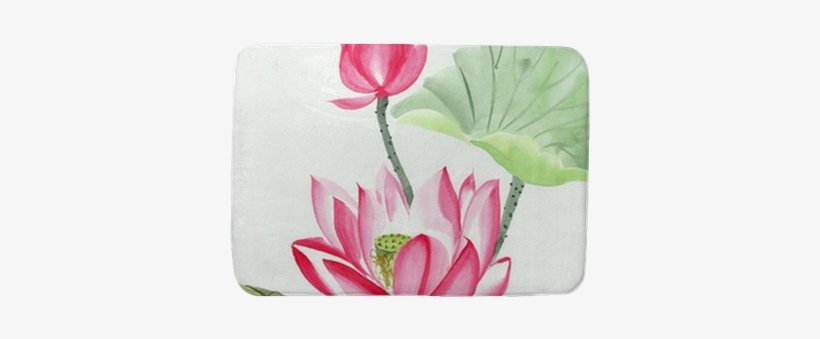 Watercolor Painting Of Pink Lotus Flower Bath Mat • - Buddhism Day By Day: Wisdom For Modern Life [book], transparent png download
