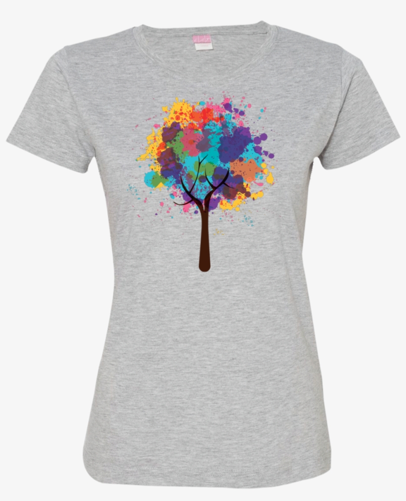 Watercolor Tree Ladies T Shirt - American Dog Ladies’ Premium T-shirt, transparent png download