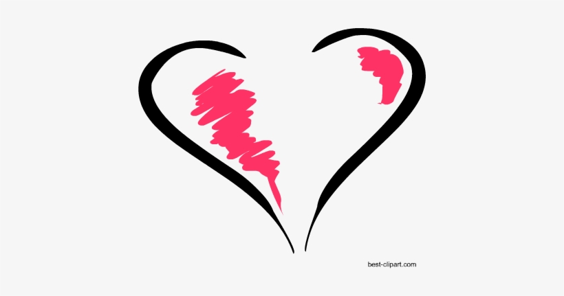 Black And Pink Scribbled Heart Png Clip Art Image - Clip Art, transparent png download