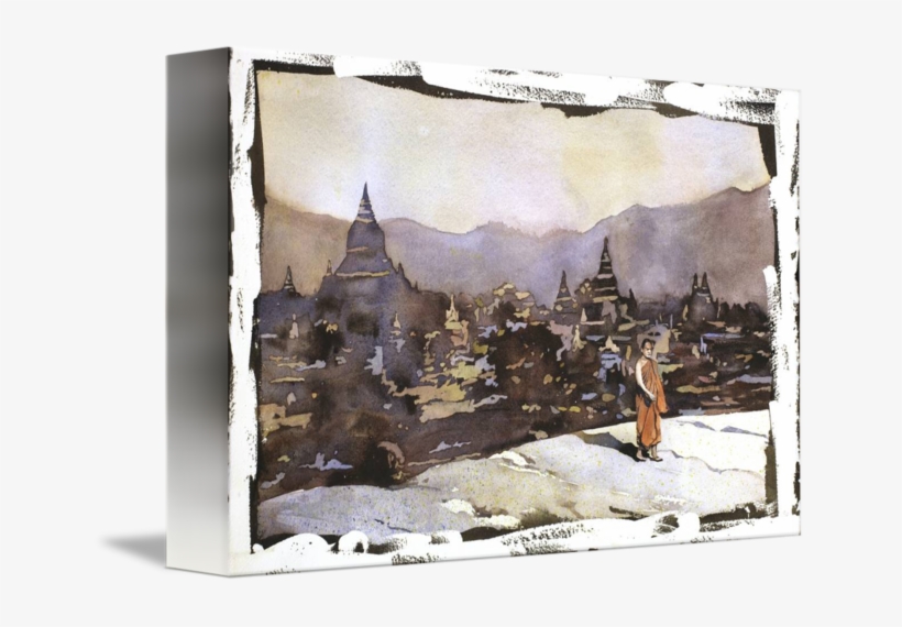 Watercolor Painting Of Monk - Watercolor Myanmar Art Painting, transparent png download