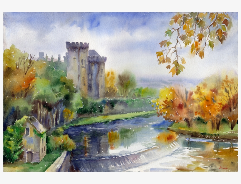 River Original Watercolour - Castle Watercolour, transparent png download
