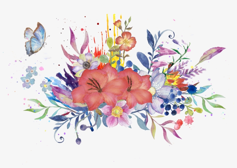 0℃素材23 - Watercolour Flowers Png, transparent png download