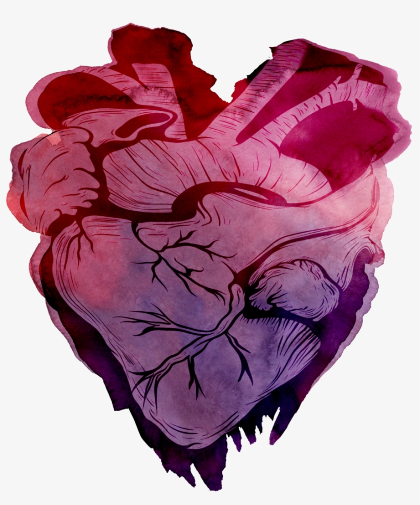 Heart Watercolor Png - Purple Watercolor Heart Png, transparent png download