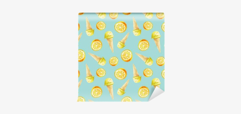 Watercolor Lemon Ice Cream Pattern Wall Mural • Pixers® - Gelato, transparent png download