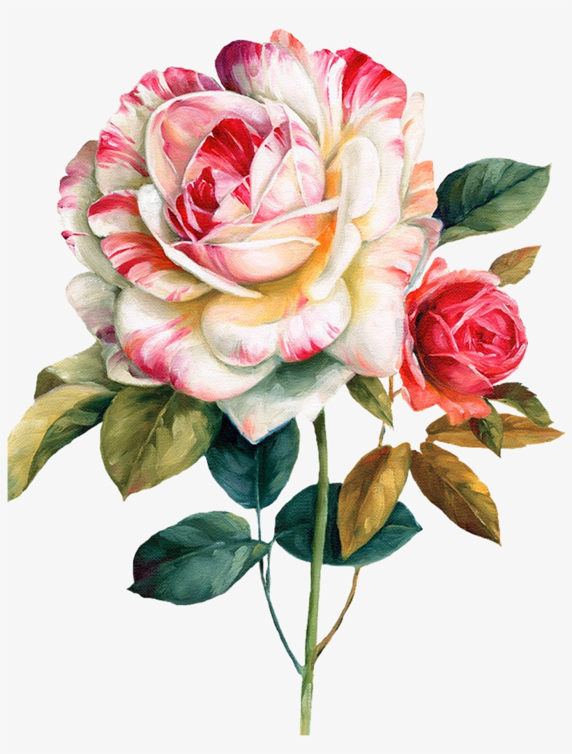Decoupage Pattern Flowers Lisa Flower Painting Png - Flower Oil Painting Transparent, transparent png download