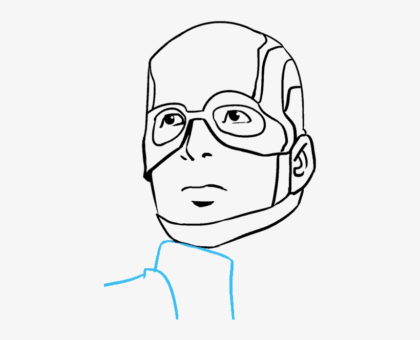 Captain America Face Drawing At Getdrawings - Cara Del Capitan America Para Dibujar, transparent png download