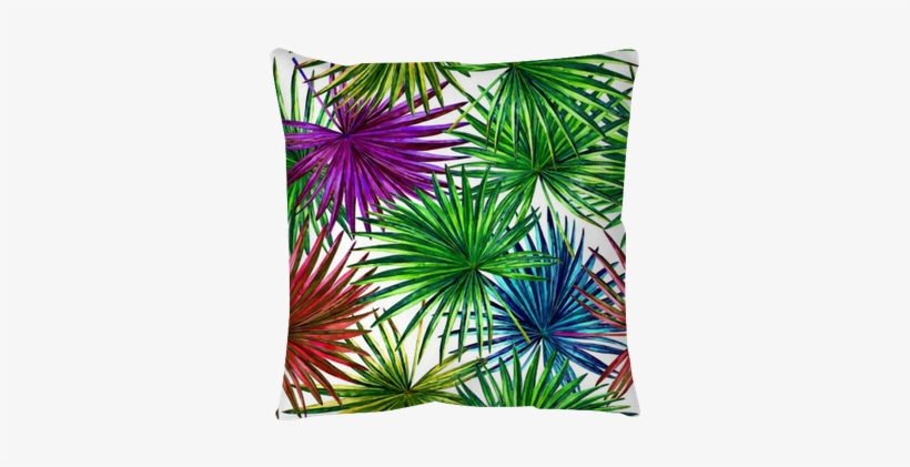 Seamless Floral Pattern With Beautiful Watercolor Fan - Sfondo Foglie Della Giungla, transparent png download