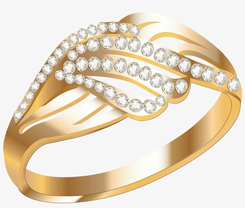 Gold Ring With White Diamond Png Image - Png Gold Rings, transparent png download