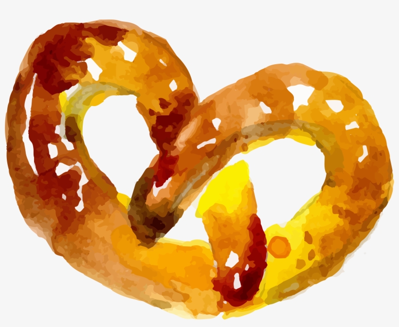 Bread Watercolor Painting Pretzel - Watercolor Pretzel, transparent png download