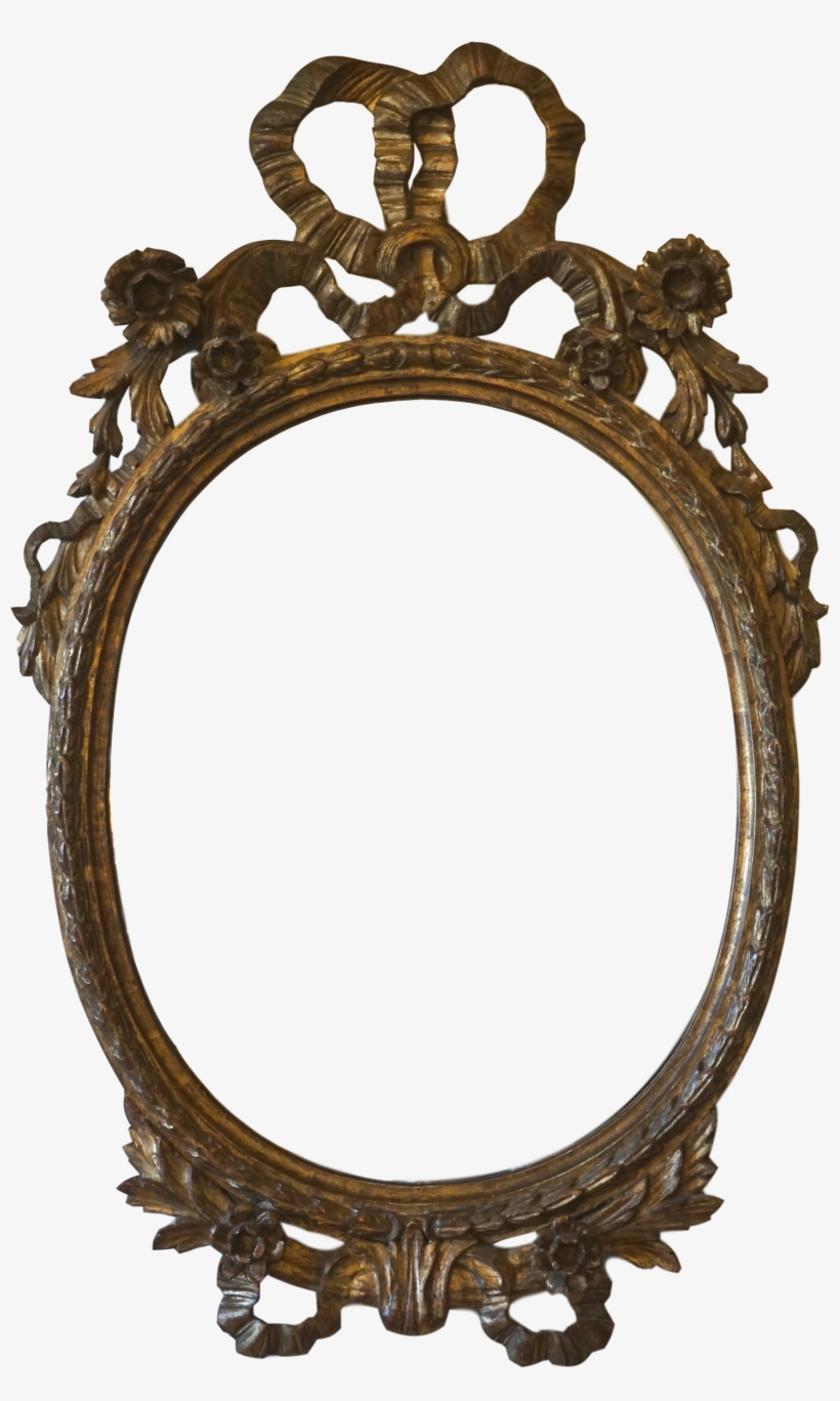 Antique Hand Carved Italian Floral Bow Oval Mirror-milch, transparent png download