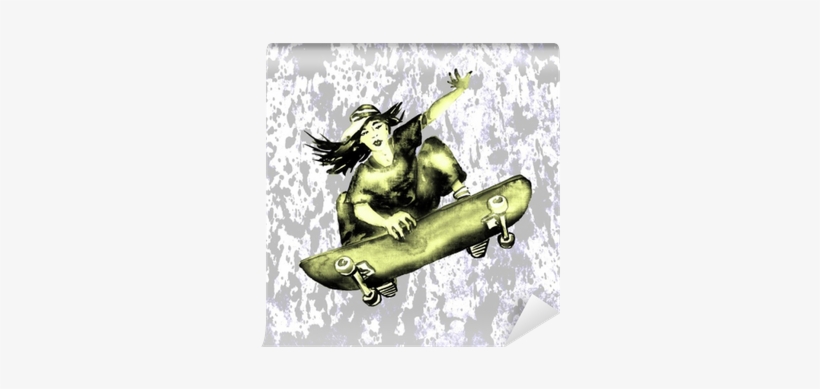 Girl Jumping On Skateboard, Yellow And Gray Colors - Palette, transparent png download