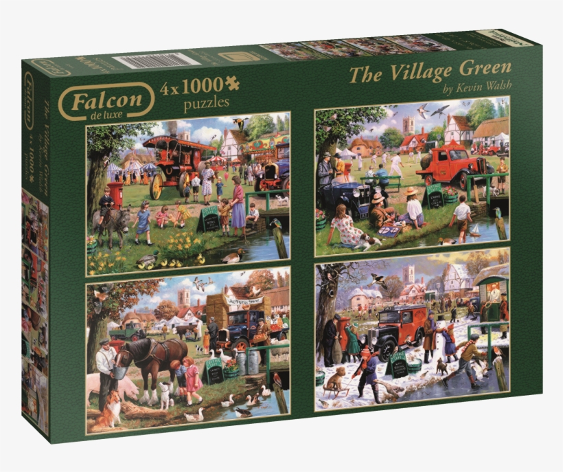 Falcon/jumbo 11145 The Village Green 4 X 1000 Piece - Falcon Deluxe The Village Green Jigsaw Puzzle (4 X, transparent png download