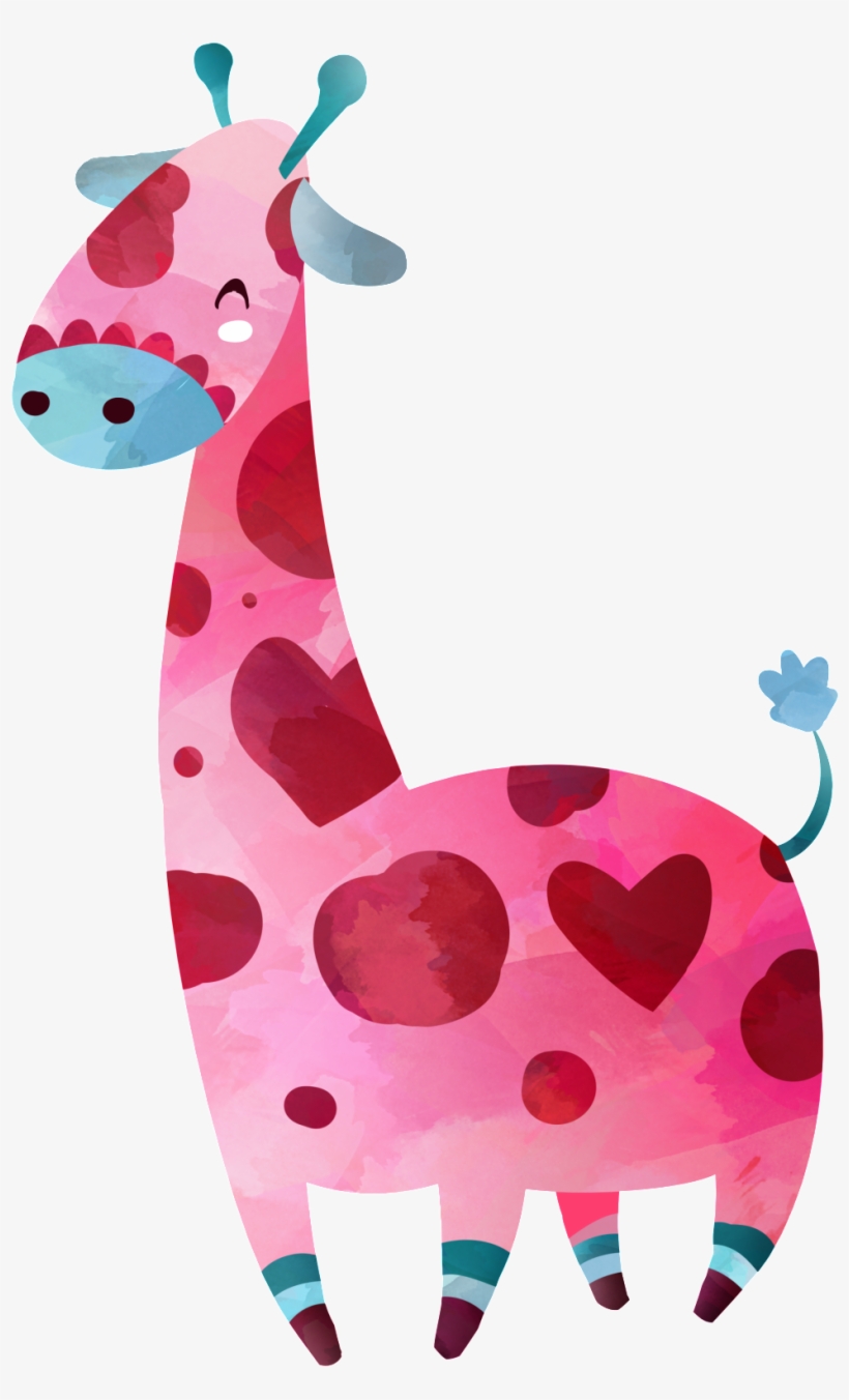 Cute Giraffe Watercolor Cartoon Png Images - Love Giraffe 5'x7'area Rug, transparent png download