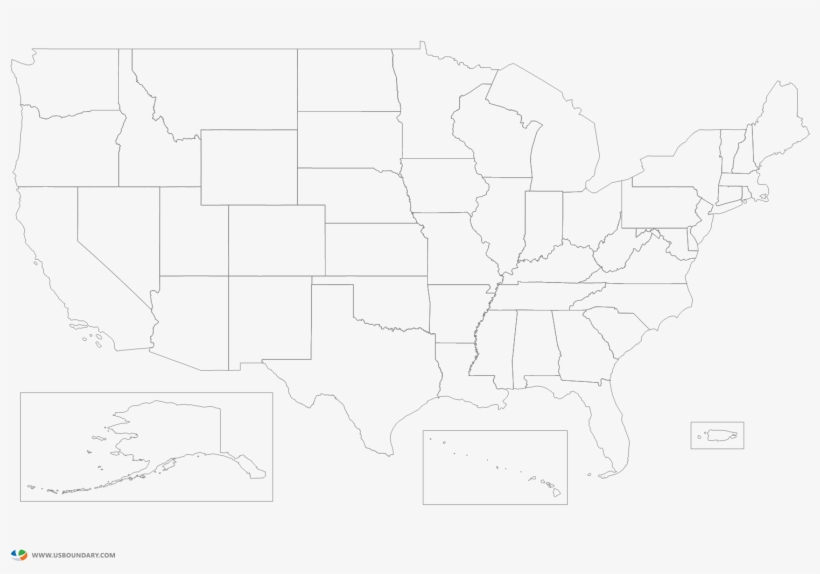 United States Ouline Map With States - Drawing, transparent png download