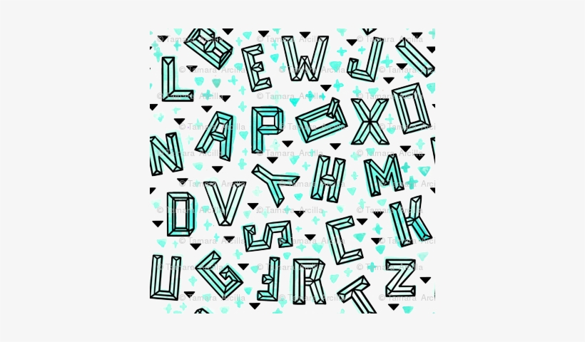 Geometric Alphabet Mint Small // Letters Trendy Modern - Alphabet Fabric - Geometric Alphabet Mint Small / Letters, transparent png download