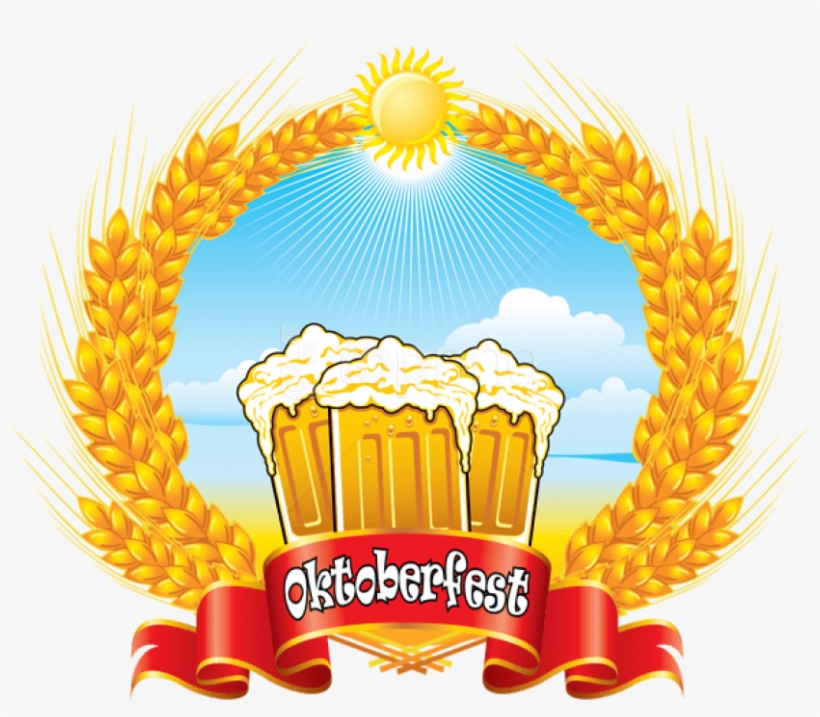 Oktoberfest Red Banner With Beer Mugs And Wheat Png - Octoberfest Lady Clipart Transparent, transparent png download