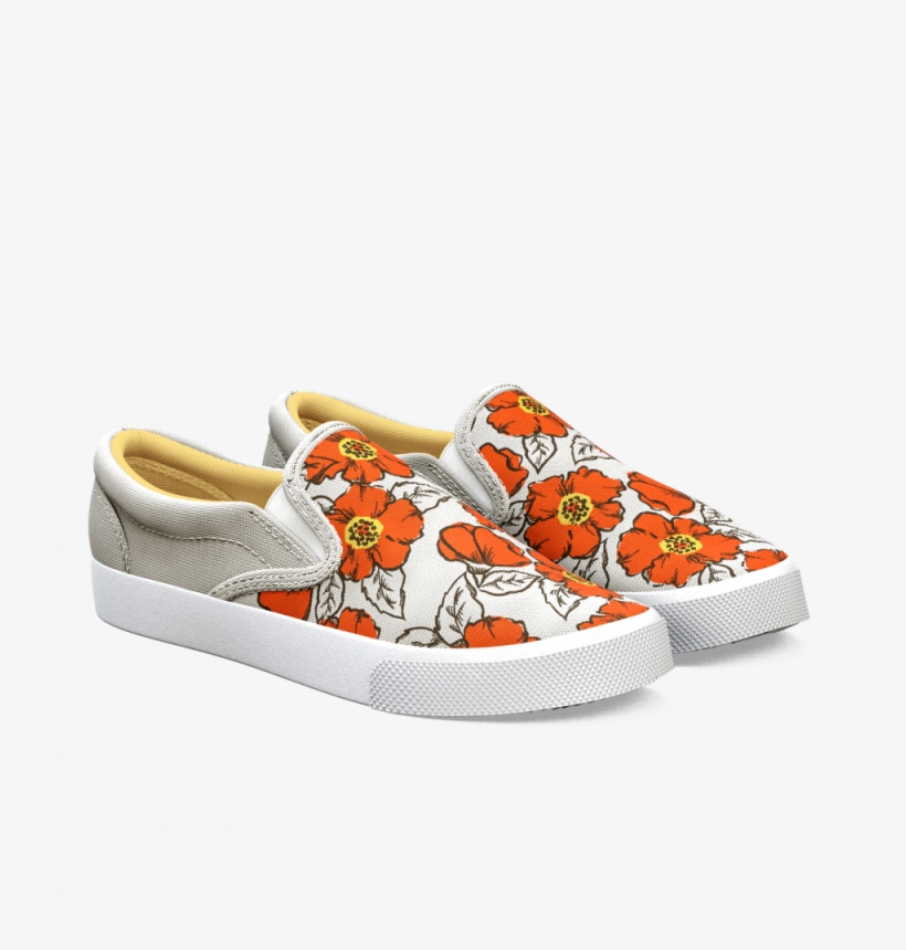This Canvas Slip-on Featuring Loose Watercolor Painted - Sketchy Poppies, transparent png download