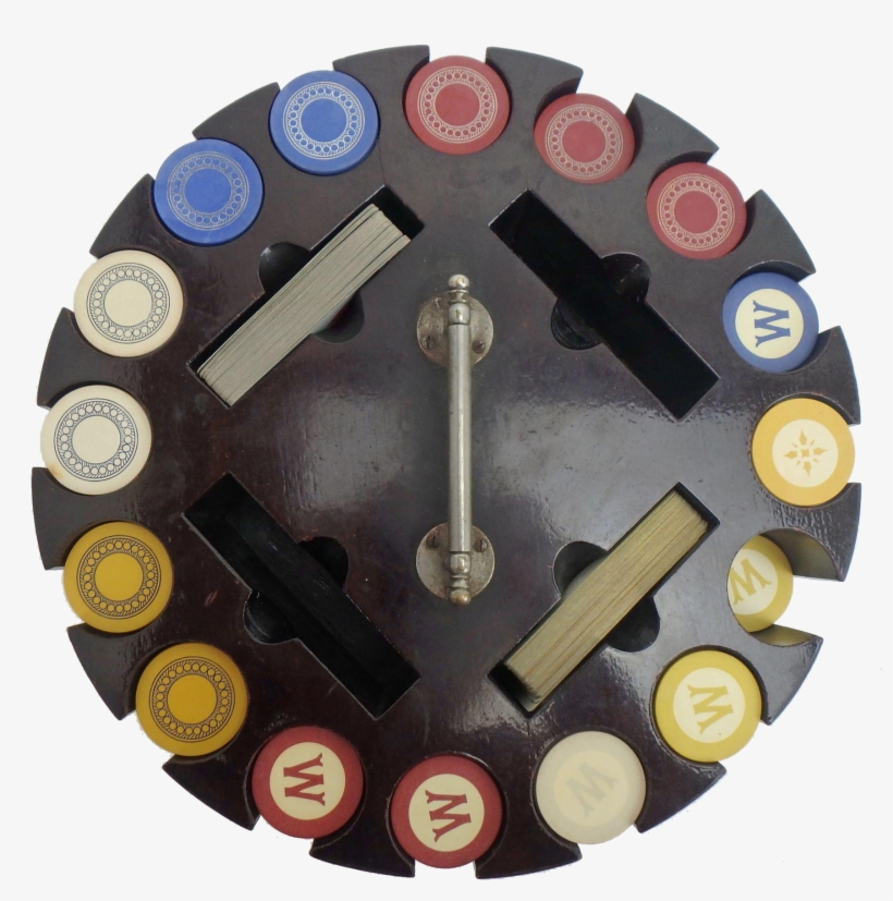 Vintage Clay Poker Chip Set With Revolving Case 405 - Casino Token, transparent png download