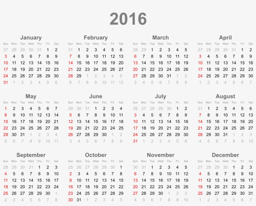 This Free Icons Png Design Of Calendar-2016, transparent png download