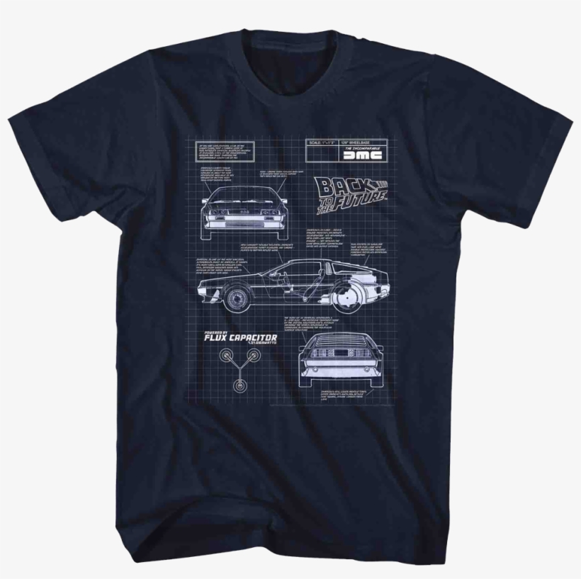 Delorean Schematic Back To The Future Navy T-shirt - Back To The Future Notebook - Flux Capacitor -, transparent png download