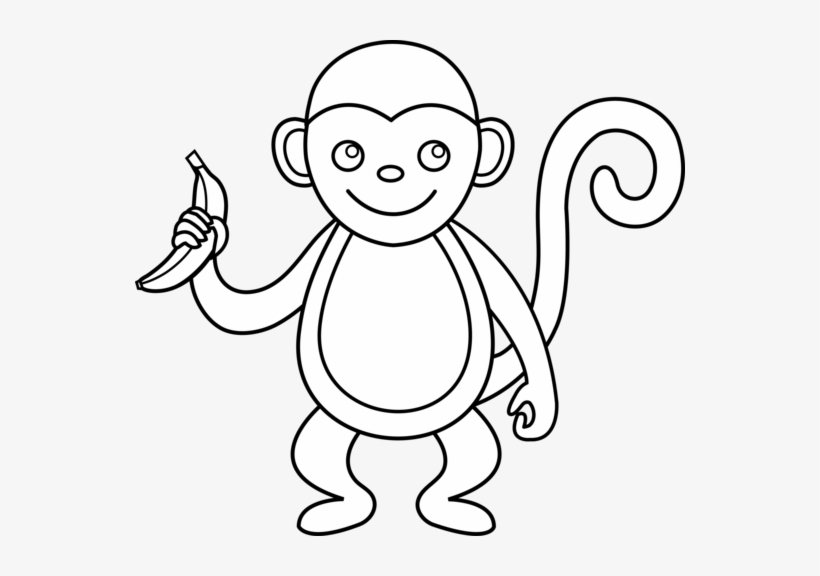 Cute Monkey Clip Art Free Clipart Images - Monkey Line Art, transparent png download