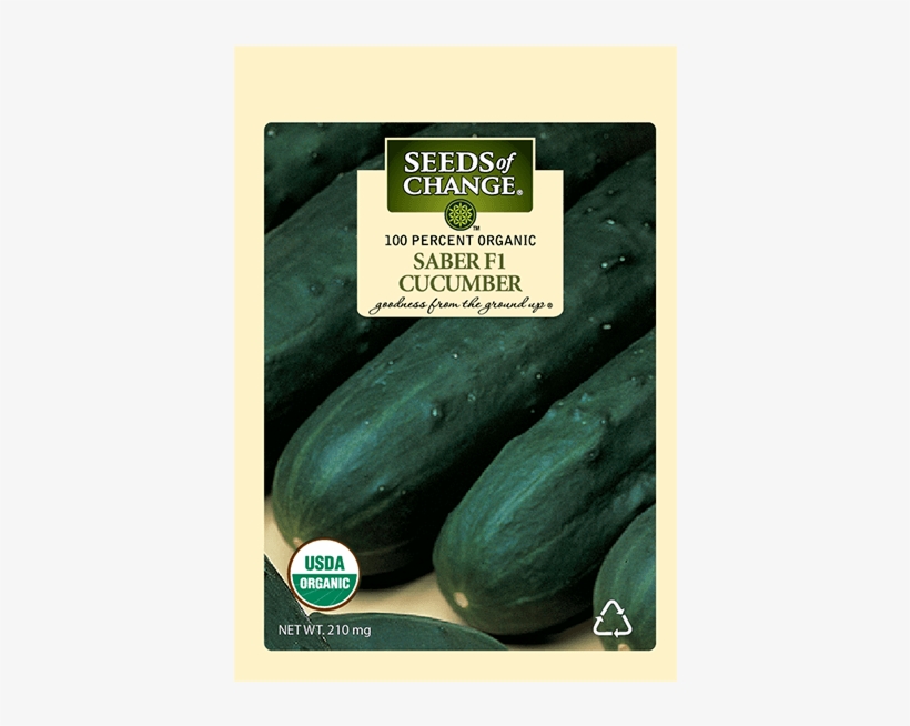 Organic Saber F-1 Slicing Cucumber Seeds, transparent png download