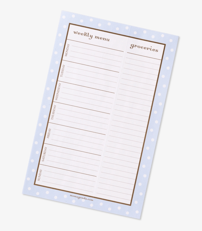 Weekly Menu Pad, transparent png download