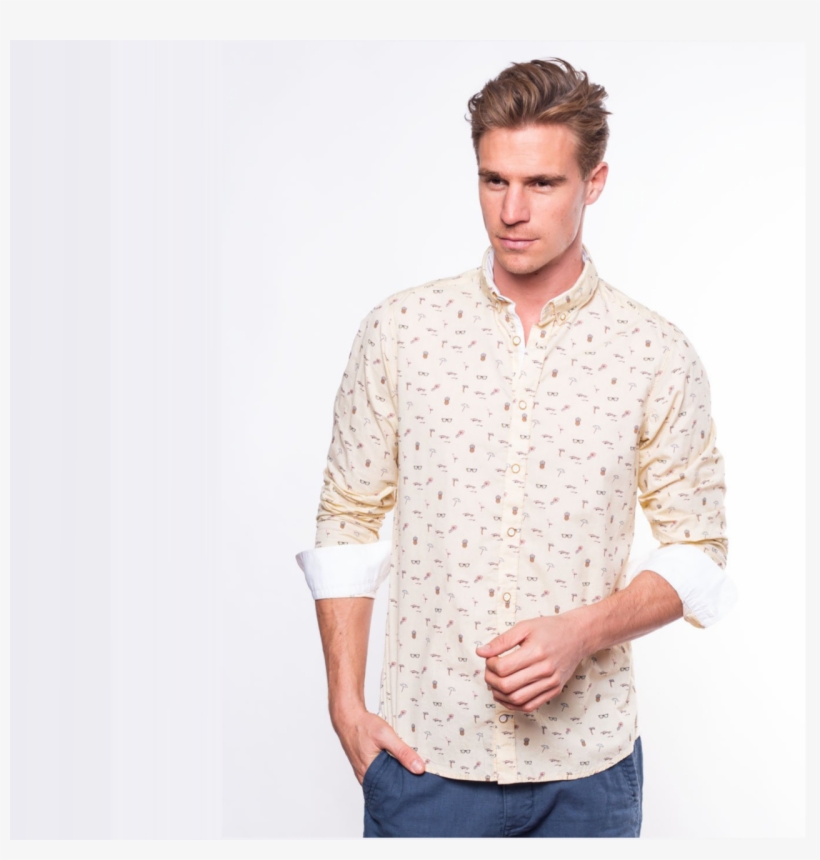 Colours & Sons Tropical Island / Beach Print Shirt, transparent png download