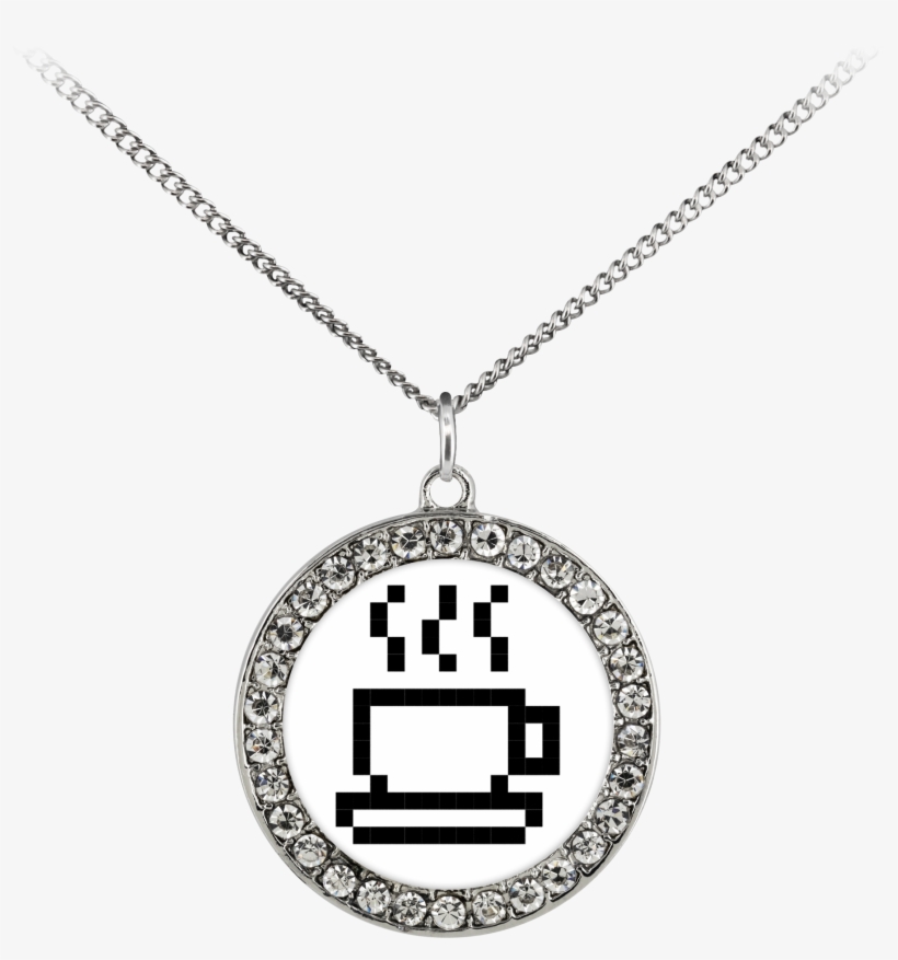 Coffee Lovers Pixel Art Stone Coin Necklace, transparent png download