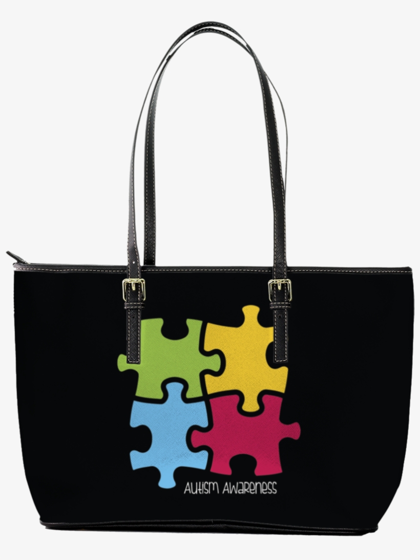 Autism Awareness 4-piece Puzzle Leather Tote Bag, transparent png download