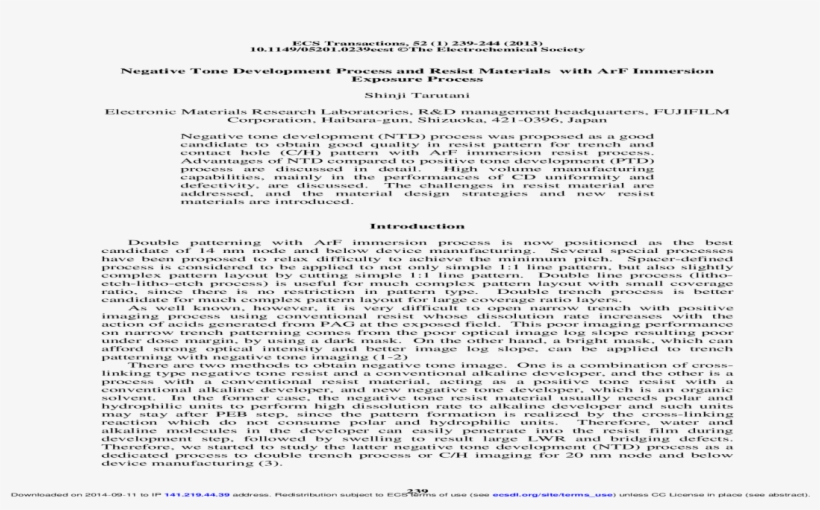 Negative Tone Development Process And Resist Materials, transparent png download