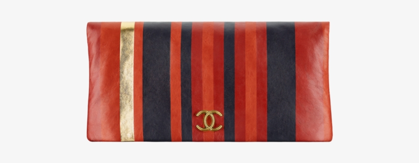 Chanel Red/navy/gold Striped Calfskin Greek Clutches, transparent png download