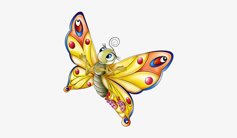 Cartoon Girl On Stomach - Butterfly Cartoon, transparent png download