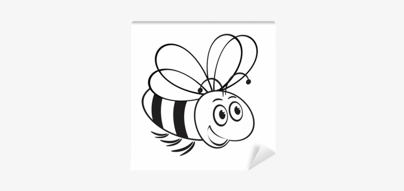 Monochrome Illustration Of Cute Bee Wall Mural • Pixers® - Bee, transparent png download