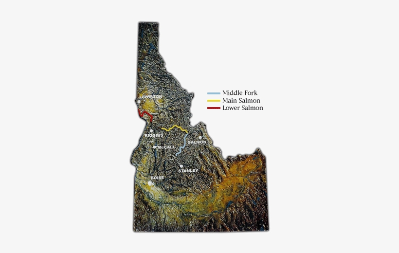Map Of Idaho With The Seperate Portions Of The Salmon - Outcrop, transparent png download